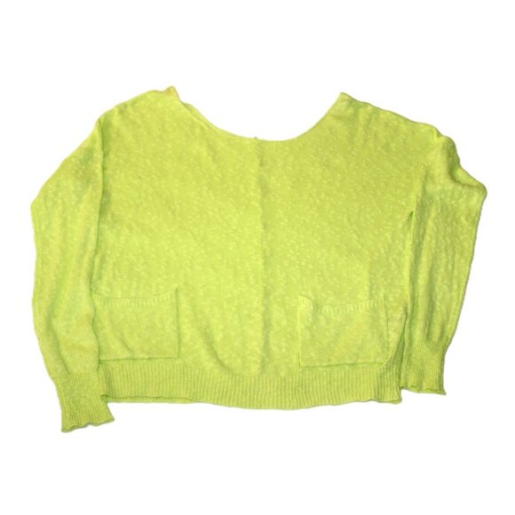 BENETTON Lime Knit Popcorn Cardigan, Off-Shoulder 2010s Y2K Revival - Picture 10 of 11